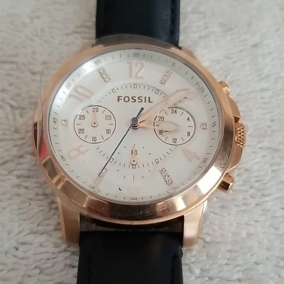 New Fossil Gwynn Chronograph Indigo Leather Watch Watch - Picture 7 of 11